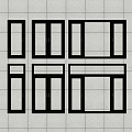 Various Window Styles With Black Frames And Glass Panel Designs 3d model