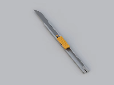 Utility Knife With Stainless Steel Blade Retractable Design And Yellow Handle 3d model