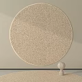 Beige Round Carpet With Woven Texture In Modern Interior Space And Small Decorative Object 3d model
