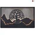 Modern Decorative Screen With Circular Tree Design Mountain Silhouette And Warm Lighting 3d model