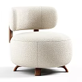 Modern Cream Colored Accent Chair With Textured Fabric And Wooden Legs
