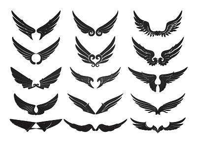 Animal Wing Wall Decor With Various Stylish Black Wing Designs For Home 3d model