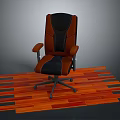 Black And Brown Office Chair With Armrests On Wheeled Base Wooden Floor
