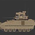 Modern Sand Colored Military Vehicle With Surveillance Sensors And Antennas On Tracked Chassis