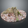 Natural Plant Tree Stump Decor With Dried Leaves On Circular Base 3d model
