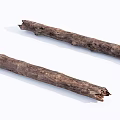 Natural Wood Log Branches With Rustic Texture On White Background 3d model