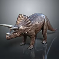 Detailed Bronze Triceratops Model With Horns Frill And Textured Skin Standing