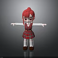 Cute Child With Red Hair Wearing Red Plaid Dress White Socks Brown Shoes Arms Outstretched