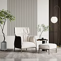Modern Single Sofa Single Sofa Side Floor Lamp Combination 3d model