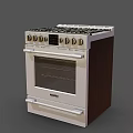 Stainless Steel Gas Range Oven With Glass Door Multiple Burners And Control Knobs For Kitchen 3d model