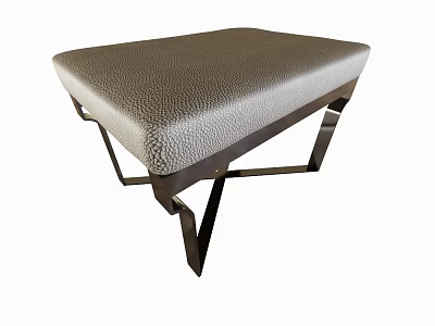 Modern Textured Seat Stool With Geometric Metal Legs For Interior Decor Design 3d model