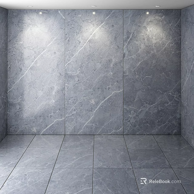 Gray Marble Wall And Floor Components With Natural Vein Textures 3d model
