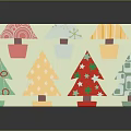Festive Decorative Ornament Set With Colorful Christmas Tree Gift Box And Snowflake Patterns