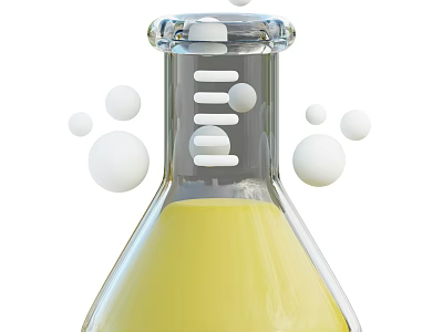 Laboratory Industrial Equipment With Erlenmeyer Flask Yellow Liquid And Bubbles 3d model