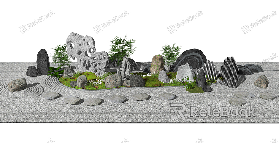 New Chinese style landscape sketch rockery stone dry landscape model