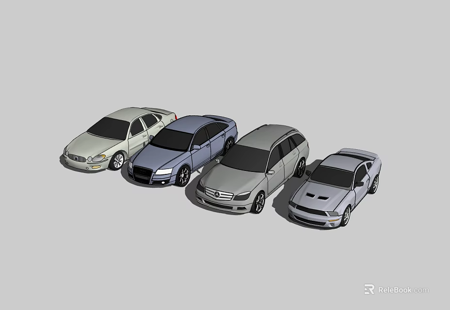 Four Different Car Models In 3D Rendered Collection With Various Styles 3d model 