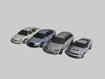 Four Different Car Models In 3D Rendered Collection With Various Styles 3d model