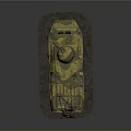 Wheeled Tank with Green Yellow Camouflage Antenna Number 321 on Gray Platform Against Dark Background