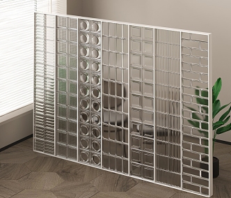 Modern glass brick partition glass brick 3d model