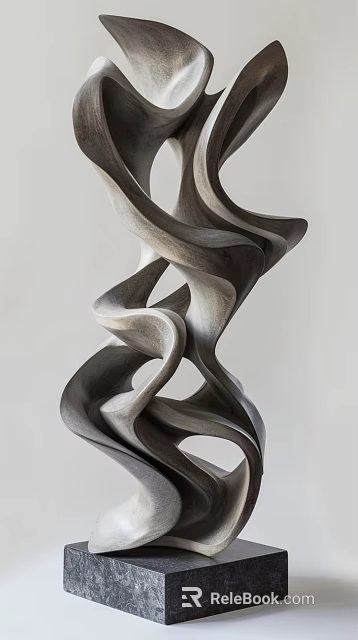 Abstract Modern Sculpture With Flowing Curved Lines And Artistic Design 3d model 