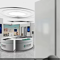 Modern Agricultural Bank of China Lobby Interior With Circular Service Counter And Large Screen Sofa Seating