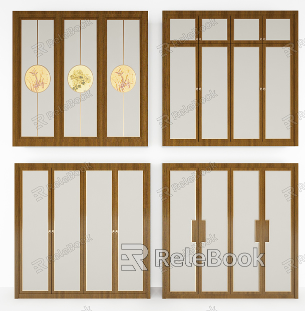 New Chinese Style Wardrobe Door Wardrobe Combination model