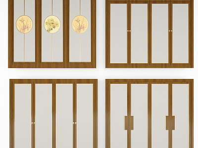 New Chinese Style Wardrobe Door Wardrobe Combination model