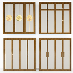 New Chinese Style Wardrobe Door Wardrobe Combination 3d model