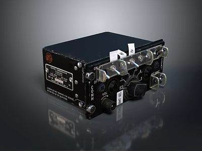 Black Electronic Device Featuring Multiple Ports Knobs Labels Metal Casing And Secure Screw Fixing 3d model