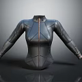 Black Fitted Bodysuit With Sleek Design Zipper Closure And Seam Details
