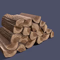 High Quality Natural Wood and Stone Stacked Logs Featuring Visible Growth Rings and Texture
