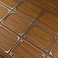 Brown Rectangular Carved Mat with Silver Edge Patterns on Wooden Floor Square Grid Sections 3d model