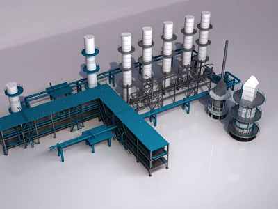 modern industrial equipment piping device 3d model