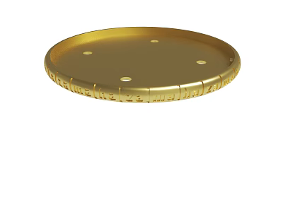 Elegant Golden Round Decorative Tray With Small Holes And Inscriptions 3d model