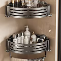 Modern Metal Bathroom Corner Shelf With Toiletries And Sleek Storage Design