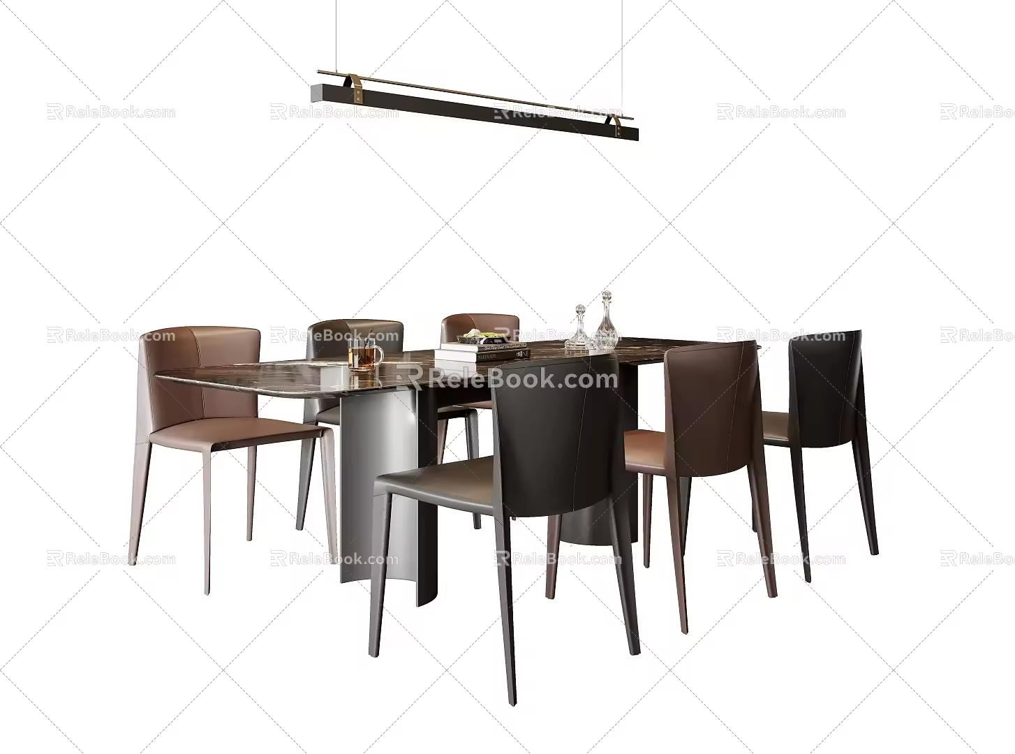 Dining table and chair combination 3d model