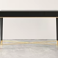 Modern Black and Gold Console Table with Crossed Legs and Elegant Structure 3d model