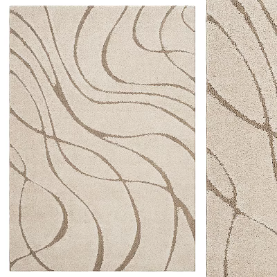 Square Rug With Wavy Beige Lines Modern Decorative Home Pattern 3d model