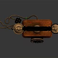 Vintage Telephone With Wooden Body Rotary Dial And Brass Components