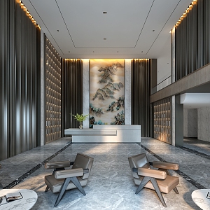 New Chinese Lobby Hall 3d model