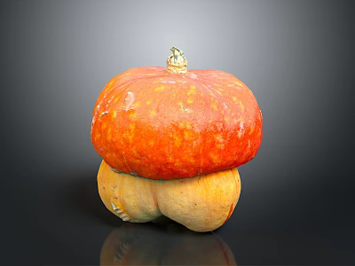 Stacked Orange And Yellow Pumpkins With Textured Surface On Gray Background 3d model