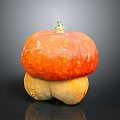 Stacked Orange And Yellow Pumpkins With Textured Surface On Gray Background