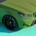 Green BMW Wagon Featuring Modern Sporty Design Black Roof And Wheels