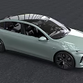 Light Green Electric Sedan With Modern Design Panoramic Sunroof And Black Wheels
