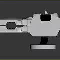 Futuristic Weapon With Silver Body And Blue Glowing Dual Mechanical Arms
