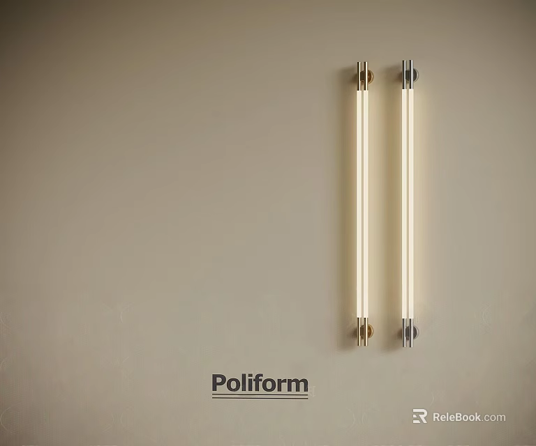 Poliform Modern Wall Sconces With Sleek Vertical Design And Gold Silver Finish 3d model 