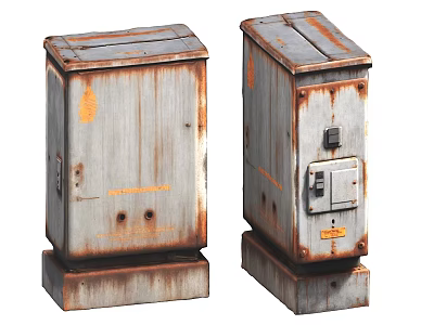 Rusty Industrial Electrical Control Equipment With Metal Enclosures And Panel Doors 3d model