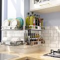 Wall Mounted Kitchen Corner Rack Stores Dishes Bowls And Condiments 3d model