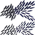 Decorative Background Wall With Deep Blue Black Irregular Geometric Feather Shapes In 3D Collage Design 3d model