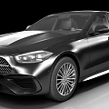 Black Mercedes Sedan With Front Grille Design LED Headlights And Alloy Wheels
